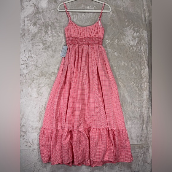 Max Studio London Red Gingham Smocked Midi Sundress Size L NWT Nordstrom - Picture 8 of 14